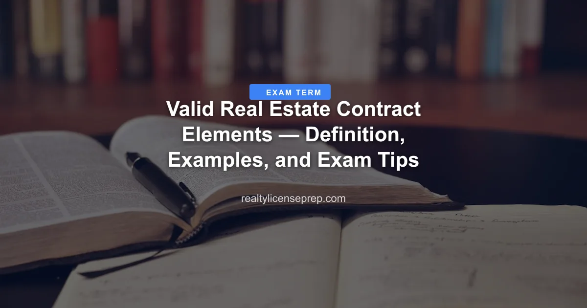 real estate contract elements exam concept