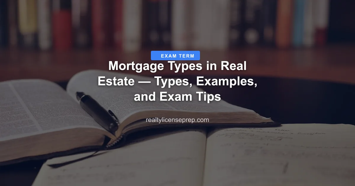 real estate mortgage types exam concept