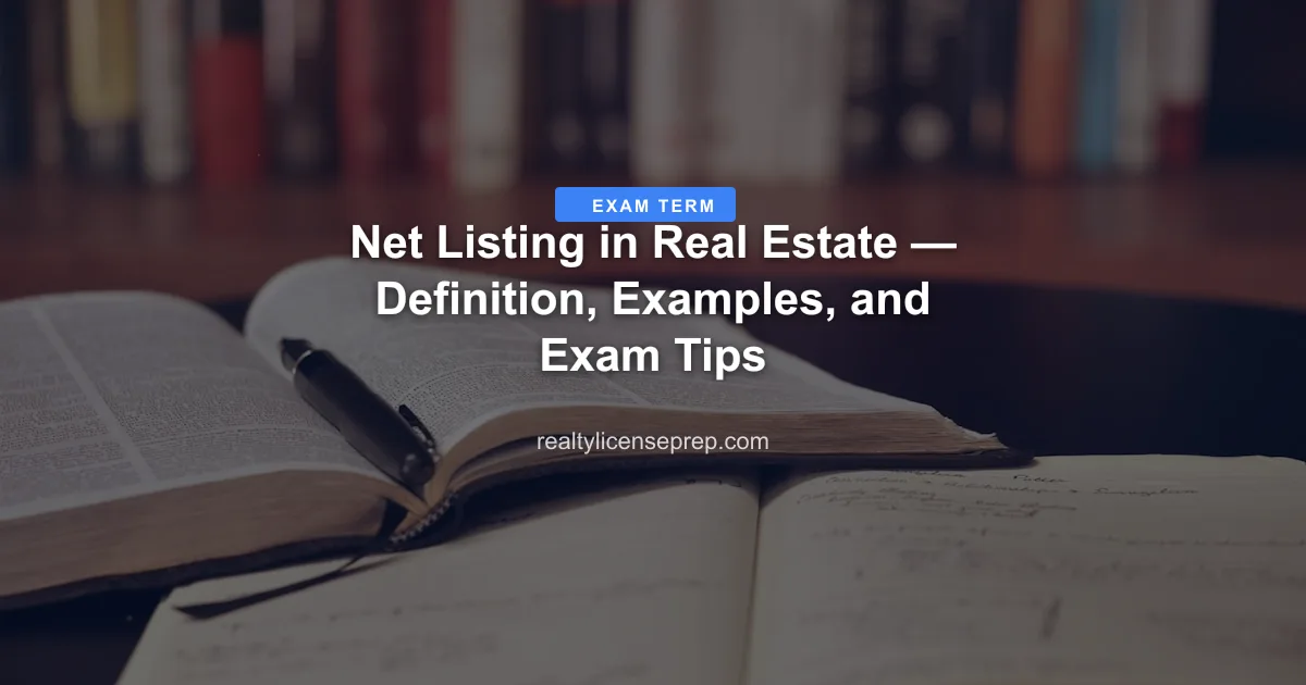 real estate net listing exam concept