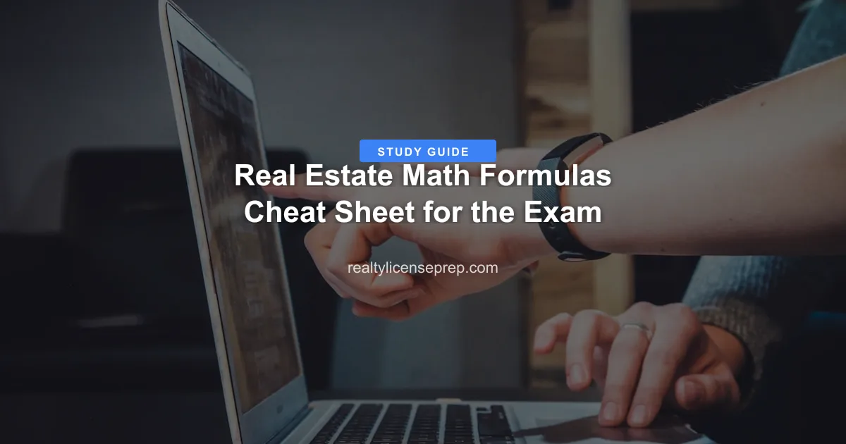 real estate real estate math exam concept