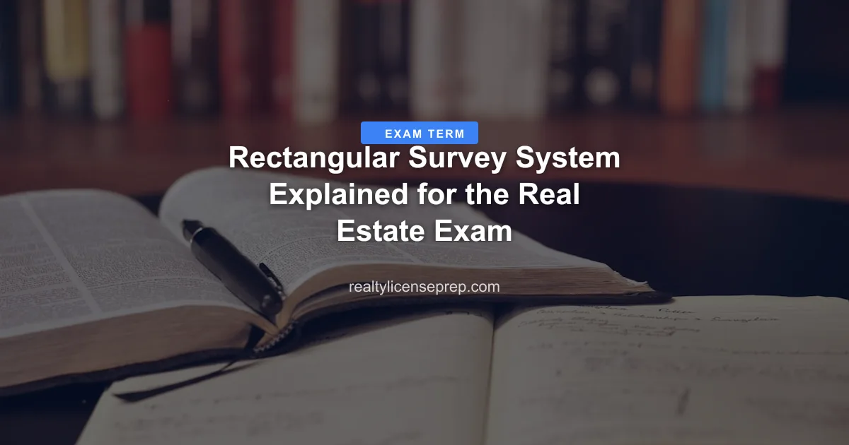 real estate rectangular survey system exam concept